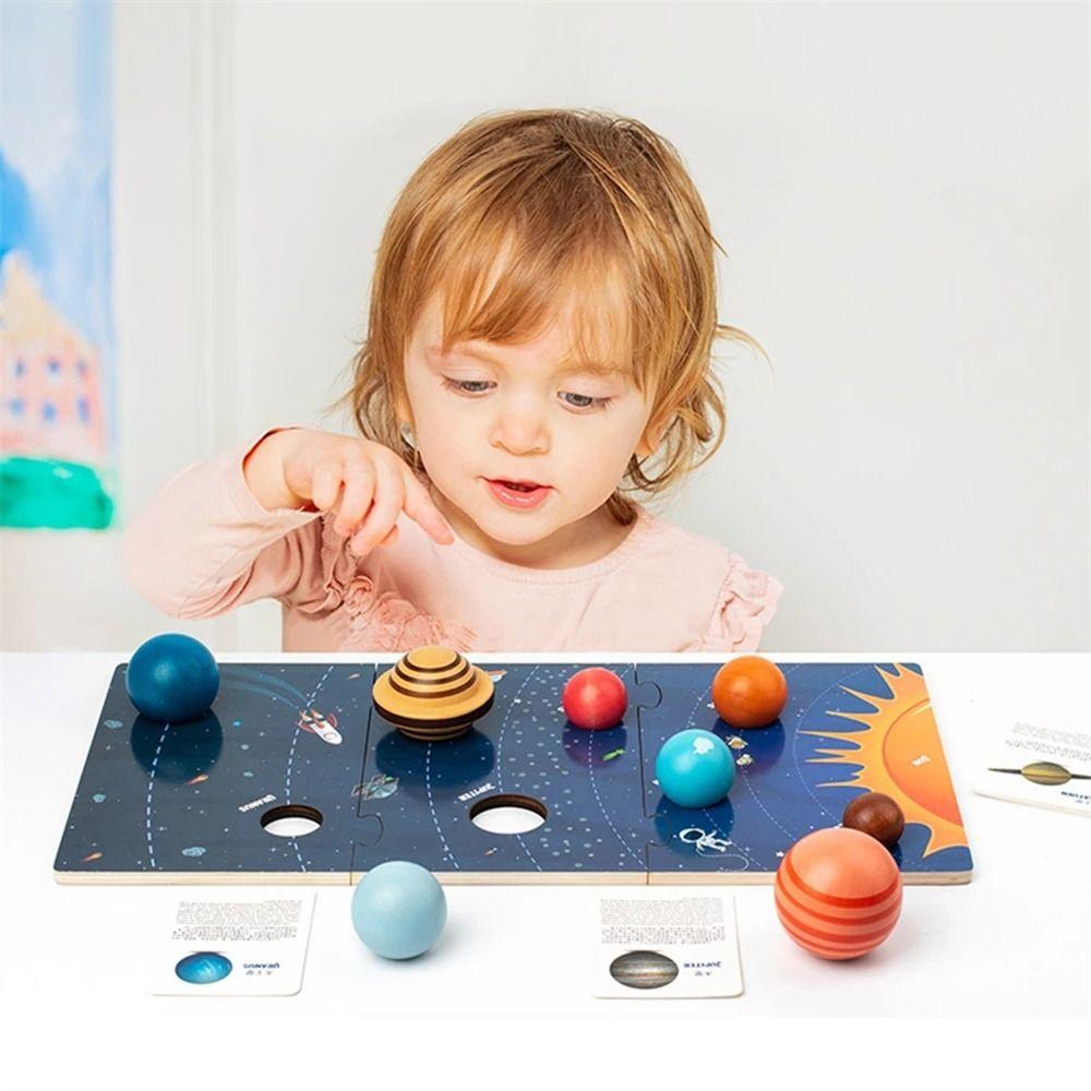 3D Wooden Solar System Puzzle Toy Eight Planets Planet Board Toy Science Toy
