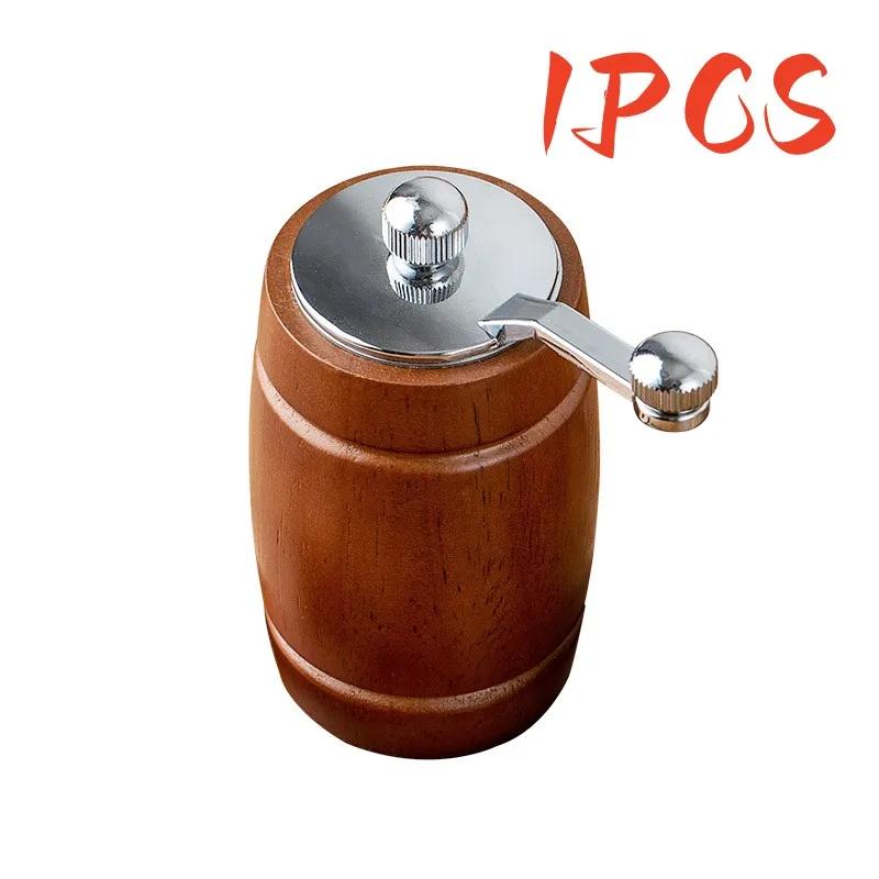 Ручная мельница для перца Деревянный бочонок Соль Перечница Акриловый Керамический стержень Свежемолотый перец Приправа Мельница