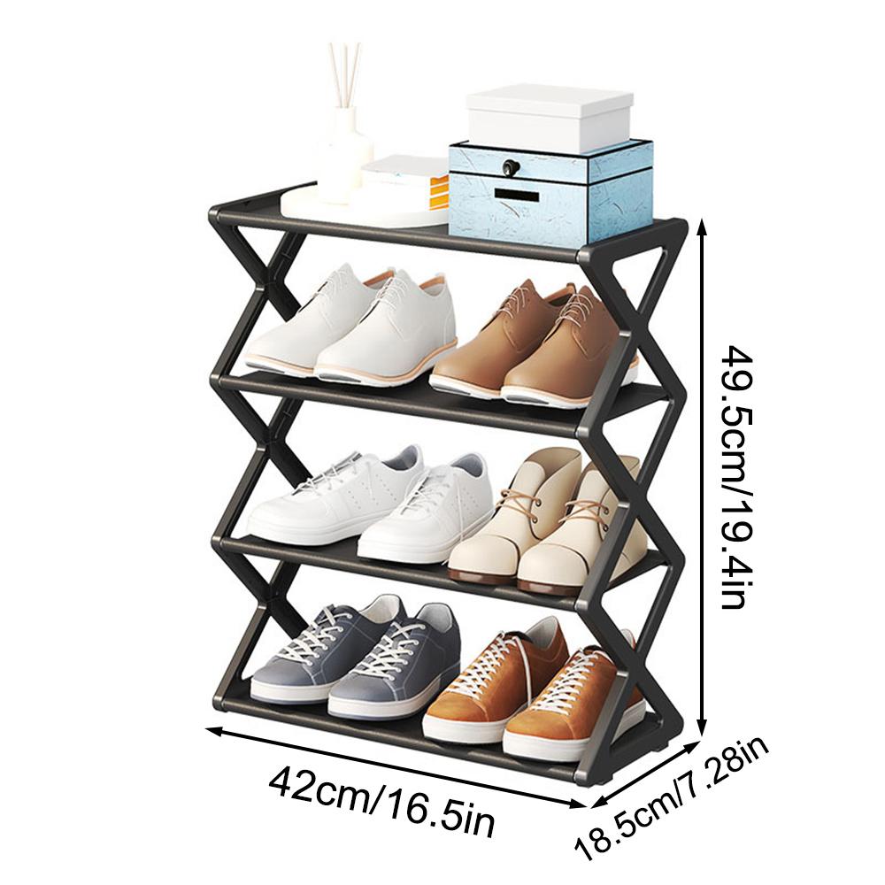 Shoemaker Organizer x-Shaped Combination Storage Rack, Dormitory Home Shoe Rack, Metal 4-Layer Storage, Door Shoe Cabinet