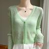 Women Thin Long Sleeve Solid Sunscreen Knit Cardigan Summer Outerwear Cover Up
