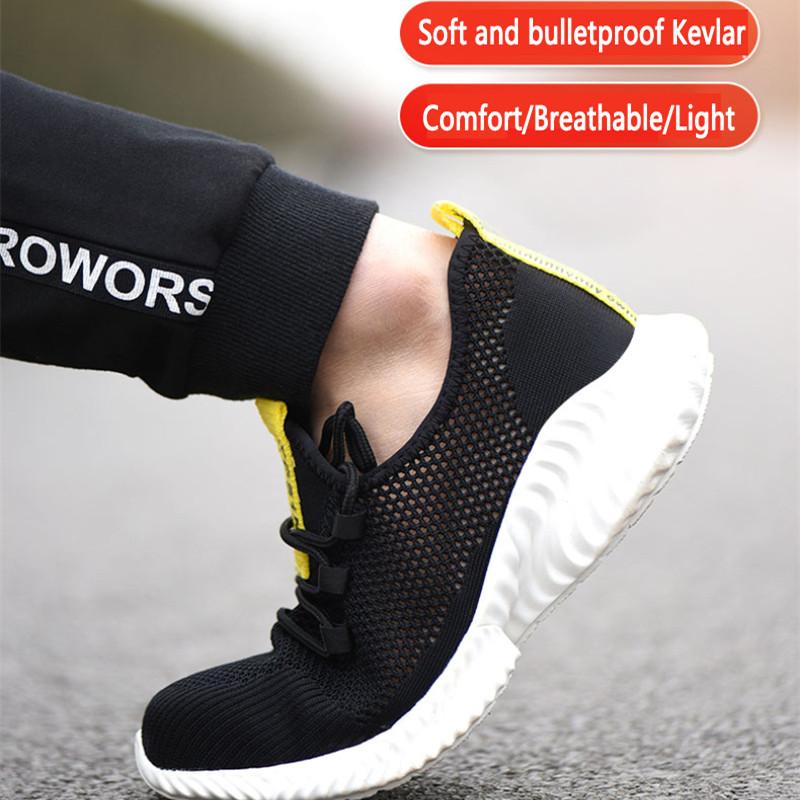 Летняя защитная обувь Черная рабочая обувь с железным носком Легкая рабочая обувь с защитой от проколов Дышащие защитные рабочие кроссовки для мужчин и женщин