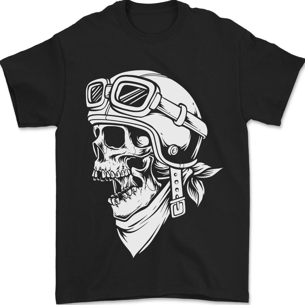 Biker Outlaw Motorbike Motorcycle Skull Mens T-Shirt 100% Cotton
