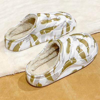 Модные домашние тапочки из хлопка, нескользящие, водонепроницаемые, уличные тапочки из ЭВА, легко чистятся, популярная модная зимняя теплая мужская обувь