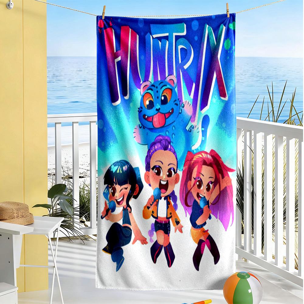 Demon Hunter Girls2 Beach Towel Quick-Dry Soft Microfiber Comfortable Lightweight Portable for Swimming,Beach,Camping, Travel