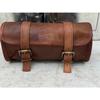Goat Leather Closure Tool Bag Strap Vintage Motorcycle Buckle Genuine Brown Best