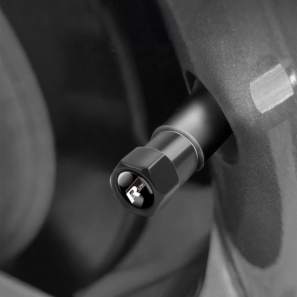 W1224Pcs Car Wheel Tire Valve Cap Airdust Cover Auto Accessories For Volkswagen VW Rline GTI R Polo Golf Passat Magotan Tiguan Jetta