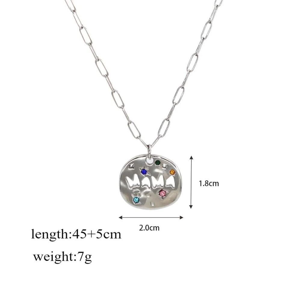 Stainless Steel Guardian Pendant Necklace Irregular Circular Pendant Necklace  For Grandma