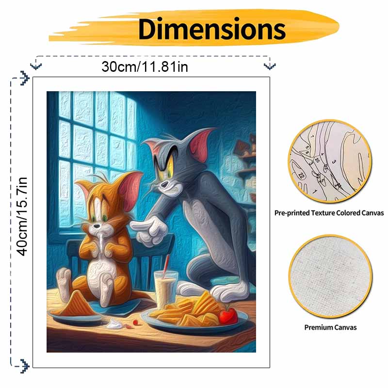 Disney DIY Painting Kit Tom and Jerry Classic Style Home Decor Craft Gift Idea Art Paint Set Modern Living Room Wall Art Decor Gift