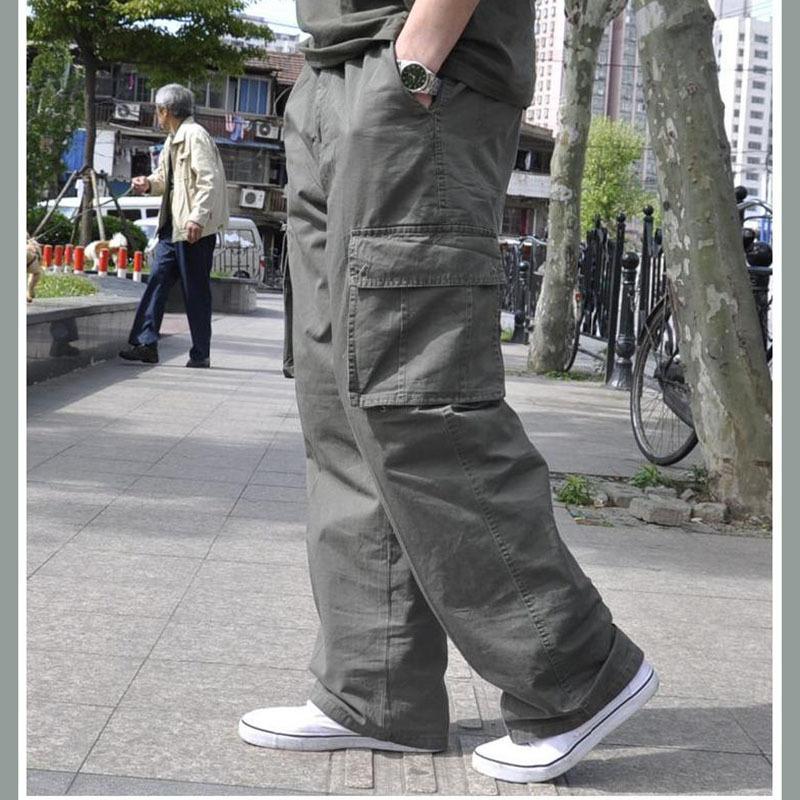 Men's Plus Size Loose Cargo Pants Multi-Pocket Thin Casual Pants
