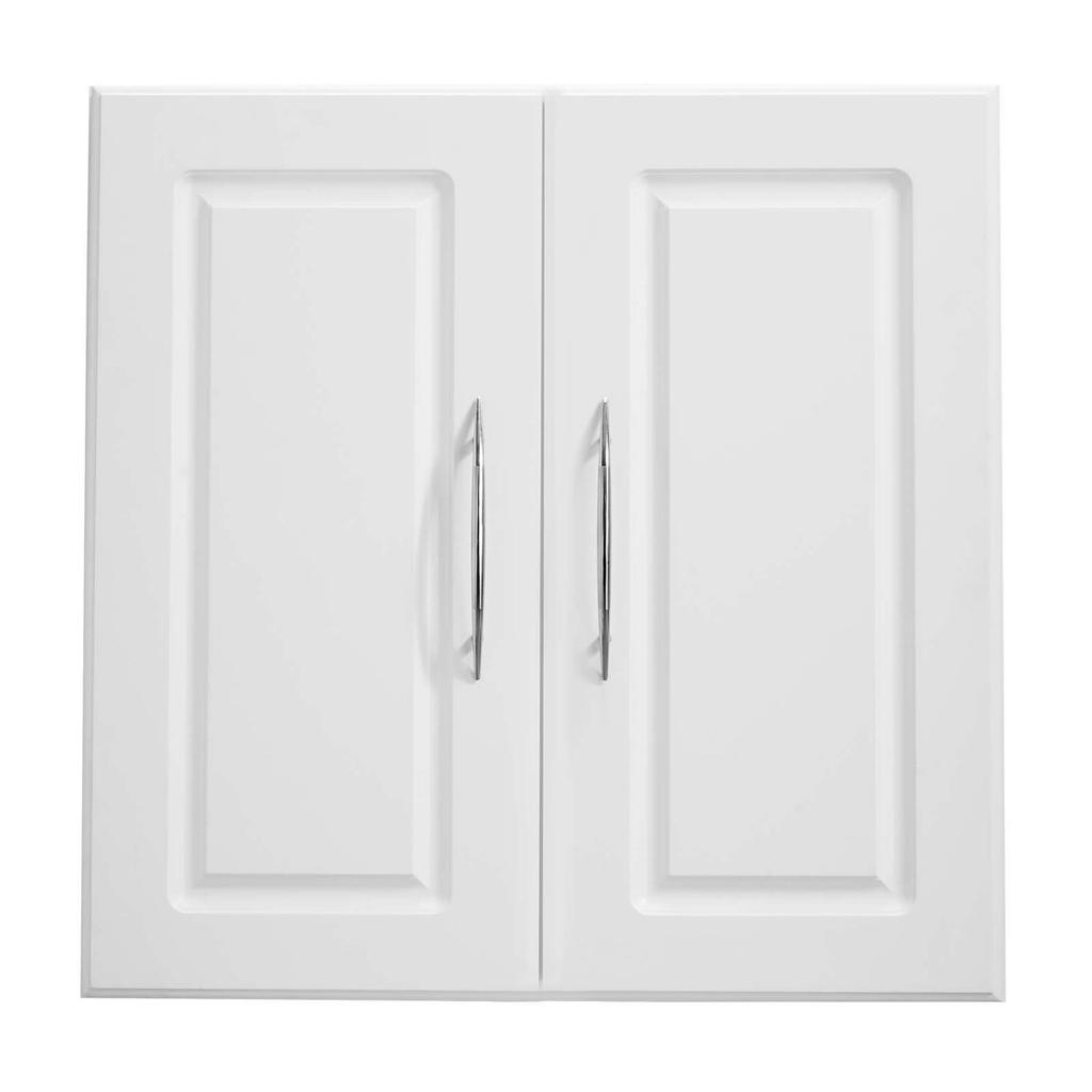 Laundry Room Wall Cabinet, 2-Tier Wall Mounted Hanging Cabinet with Adjustable Shelf, 60 cm Cupboard Storage with 2 Doors, for Kitchen, Bathroom,