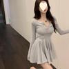 Платье с длинными рукавами черного цвета Pure Desire, женское осеннее платье, новая сексуальная юбка с завышенной талией, осенне-зимняя коллекция.