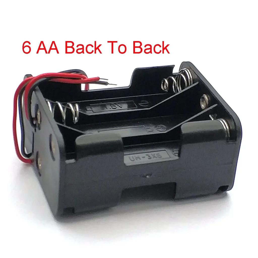 Black Plastic 4X 6X 8X 10X AA Battery Storage Case AA Back To Back Holder Container Aa Battery Storage Box Case Wire Lead Pin