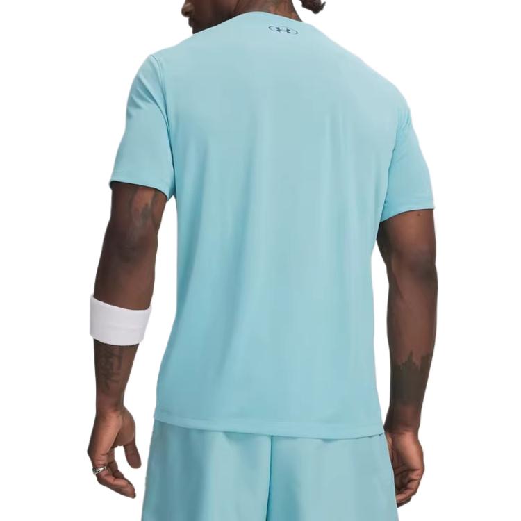Under Armour SS26 Техно-игровой однотонный мужской топ-футболка с круглым вырезом 6009833-425