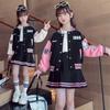 Girls Baseball Uniform Suit Long Sleeves Single-breasted Jacket Casual Pleated Skirt Set