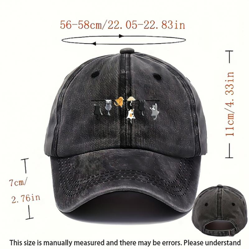 pc Hot Selling Cats Printed Baseball Hat Washed Hats for Men Beach Hat for Women Breathable Caps Hot Selling Adjustable DAD
