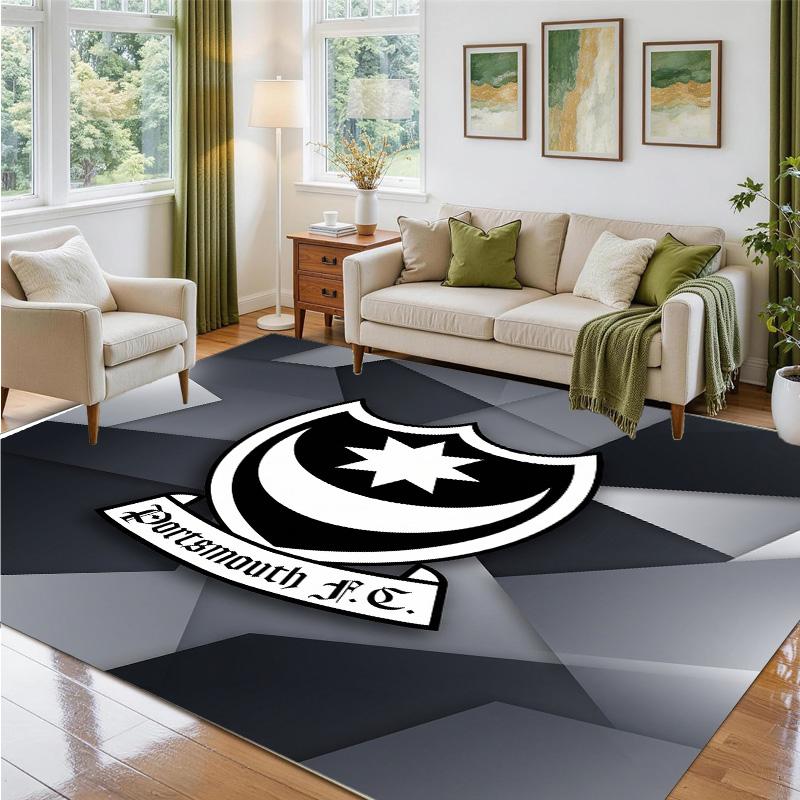 Portsmouth FC Design Crystal Velvet Rug Soft Decorative Mat for Bedroom Entrance