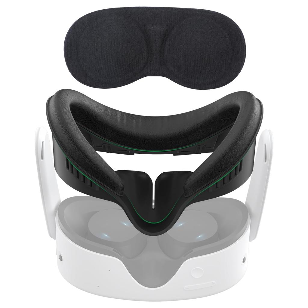 Iesooy для MetaQuest 3S Лицевая накладка Кронштейн лицевого интерфейса Подушка из пенополиуретана Уменьшение световых утечек VR-накладка Дышащая Защита от пятен Аксессуары MQ3S