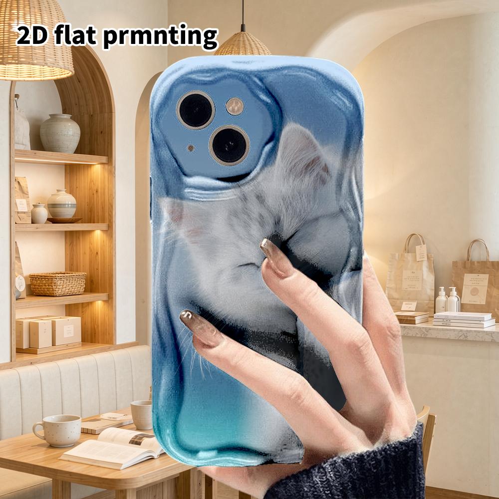 Чехол для телефона: 2D плоский дизайн, подходящий для iPhone 18, 17, 16, 15, 14, 13 Pro, защитный чехол-пленка, стиль для пары, градиентный котенок, Рождество и Хэллоуин