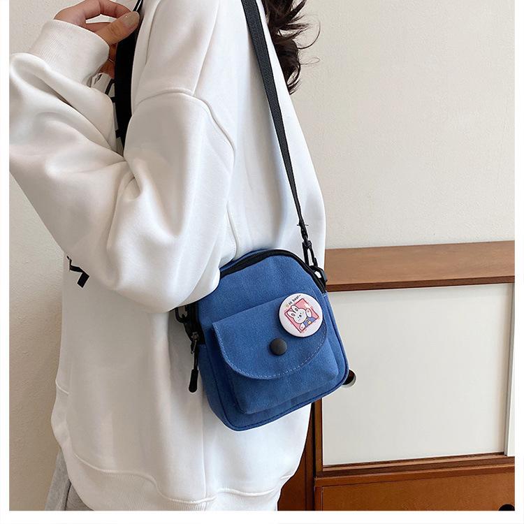 Модная и универсальная холщовая сумка через плечо для женщин, симпатичный кошелек, маленькая квадратная сумка, корейская повседневная сумка через плечо, кошелек для монет, чехол для телефона