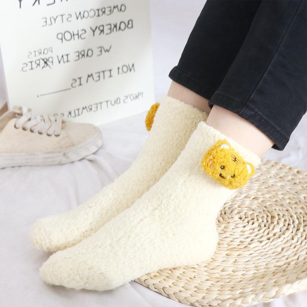 Penguin Bear Bunny Middle Tube Floor Socks Women Frog Socks Coral Fleece Socks Cartoon Hosiery