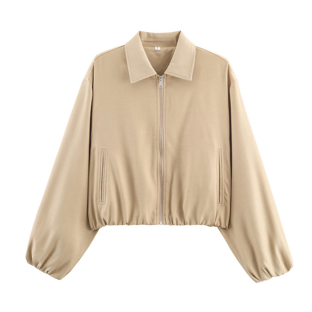  European and American style, new women's clothing, fashionable, casual and versatile 4-color fluffy zipper jacket