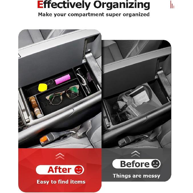 Совместим с Lexus RX 2023 2024, органайзер на центральной консоли, ящик для хранения в подлокотнике с держателем для монет для RX350/RX350h/RX500h, установка непосредственно из ABS