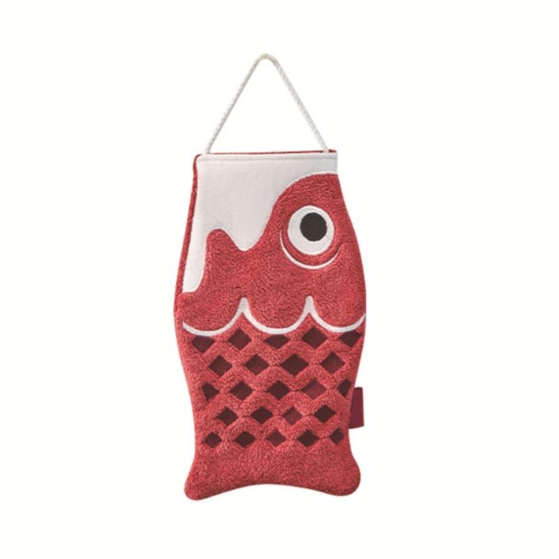 Red Microfiber Kitchen Towel with Hanging Designs Easy Access Hand Towel Convenient Hand Drying and Organization