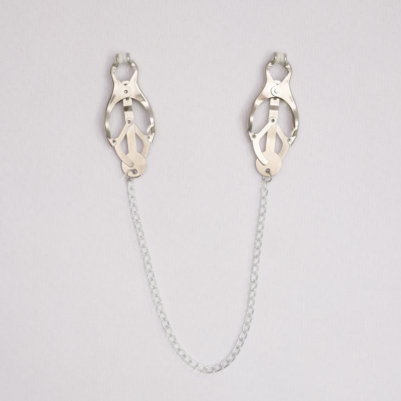 Metal Nipple Clamps Clips with Chain Clitoris Stimulator Steel Nipple Breast Clamps Flirting Women Sex Toy