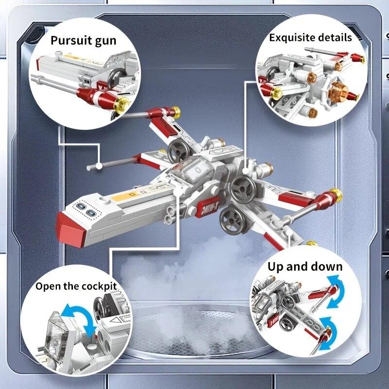 100 + шт. комплект строительных блоков, игрушка-истребитель X-Wing, игрушка в подарок, научно-фантастическая серия, для детей и взрослых, счастливый подарок, без коробки