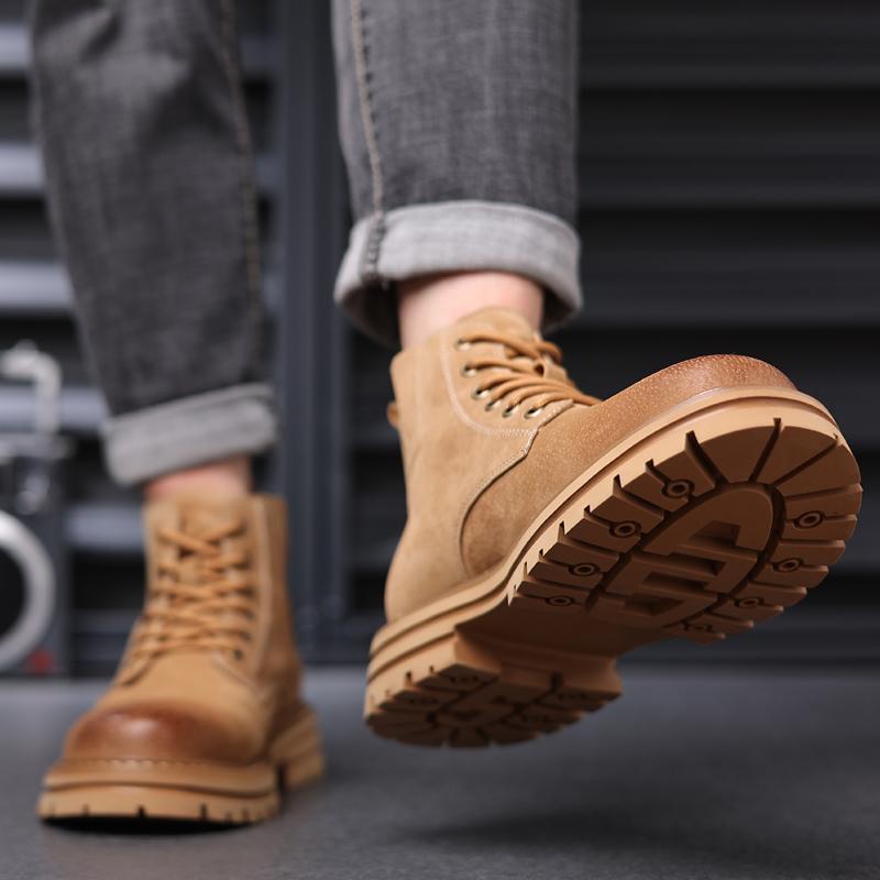 Мужские ботинки из коровьей замши, повседневные высокие зимние ботинки, мужская обувь, меховые, плюшевые, теплые, мотоциклетные ботинки Zapatos Hombre