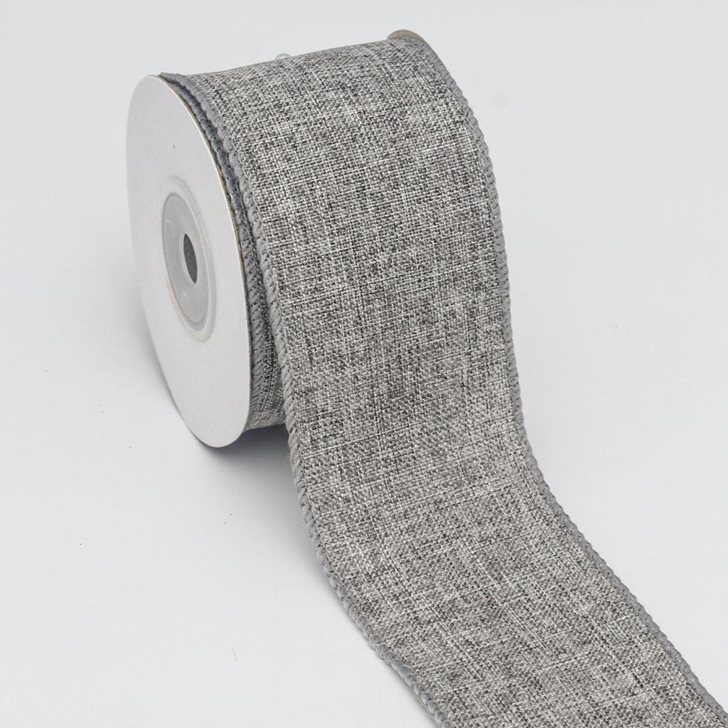 Decorative Romantic and Cozy Solid Color Christmas Day Decoration Ribbon Plaid Ribbon Imitation Hemp Ribbon Wire Edge Imitation Hemp Woven Ribbon