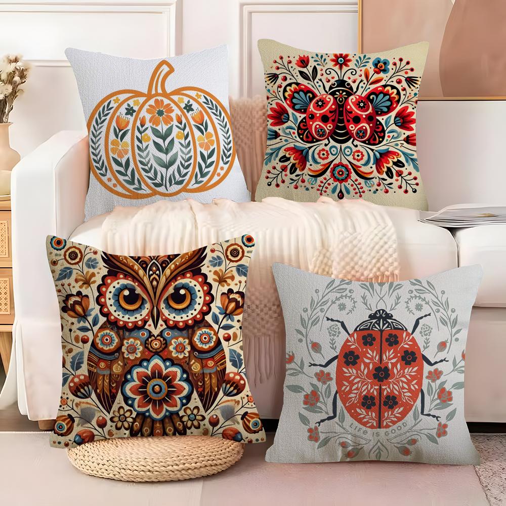 Natural Floral Colors Animal Prints Pillow Case Cotton Linen Fabric Square Zipper Pillowcase Home Decorative Living Room