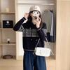 Autumn and Winter New Long-sleeved Pullover Sweater Casual Versatile Age-reducing Pony Striped Loose Hooded Knitted Sweater Women