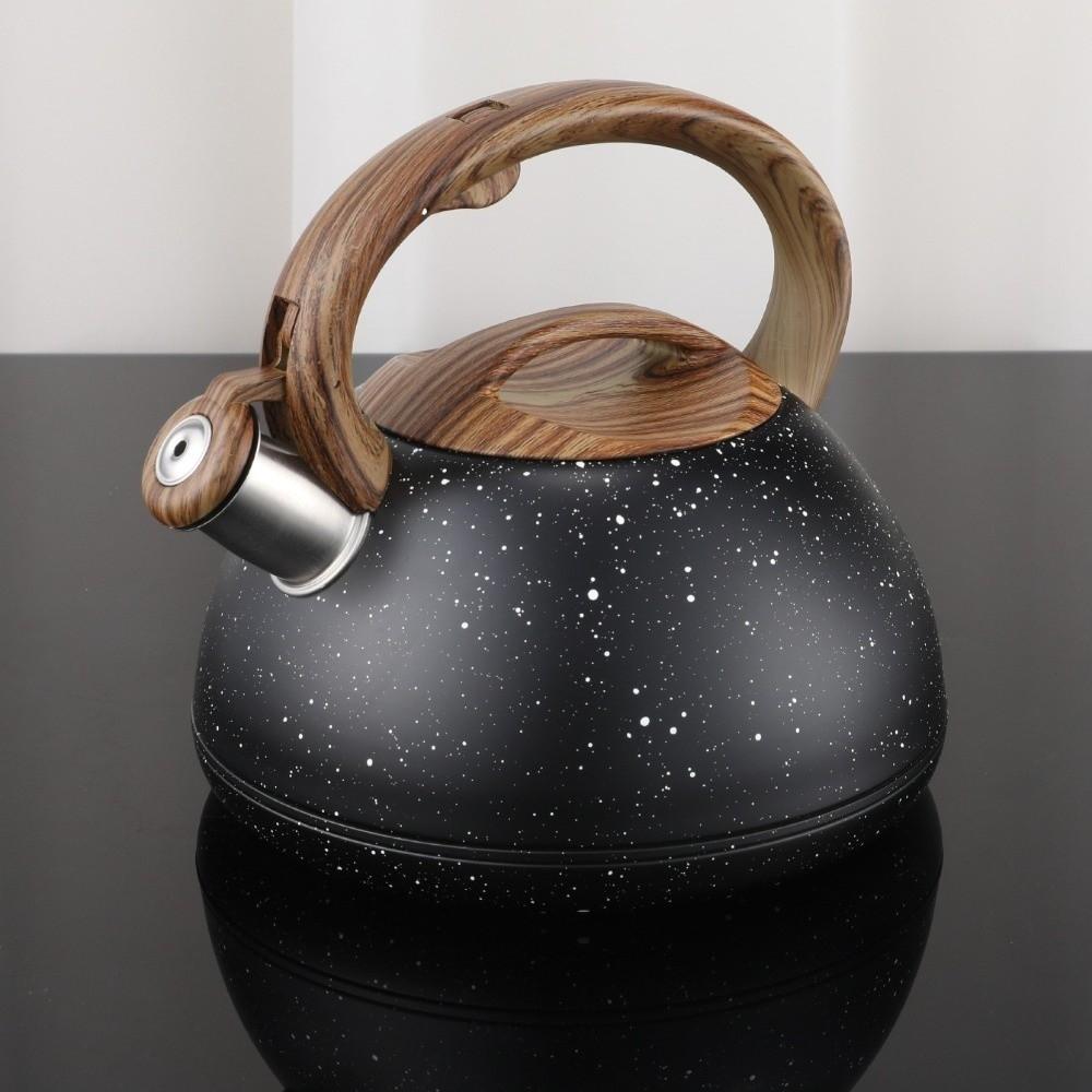 Wooden Handle Whistling Kettle 3L Gas Induction Cooker Kettle Durable Boiling Coffee Pot  Kitchen