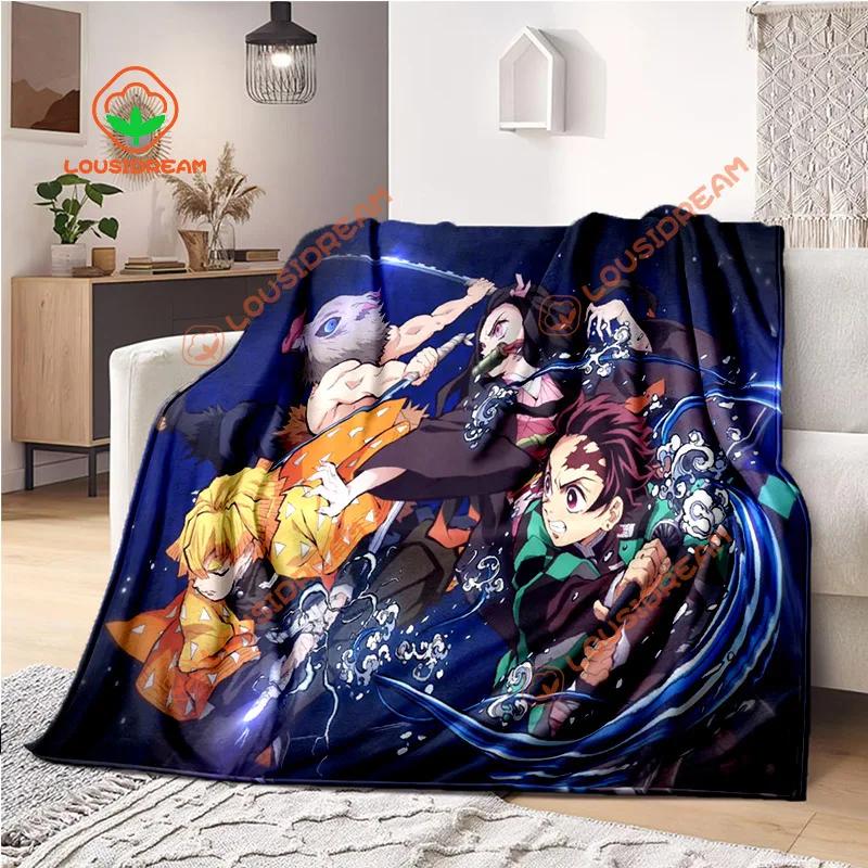 Японское аниме Demon Slayer Cartoon Plush Blanket Lightweight Home Sheet Sofa Cover Portable Travel warm blanket for all Seasons