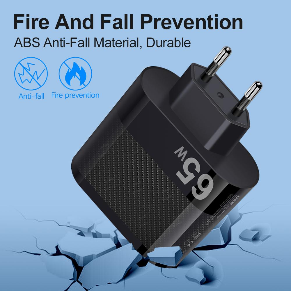 USB Зарядное устройство для телефона 65 Вт 6 портов PD Type C Быстрая зарядка Настенное зарядное устройство для iPhone 14 Samsung Xiaomi Вилка EU/US/UK Адаптер питания для телефона