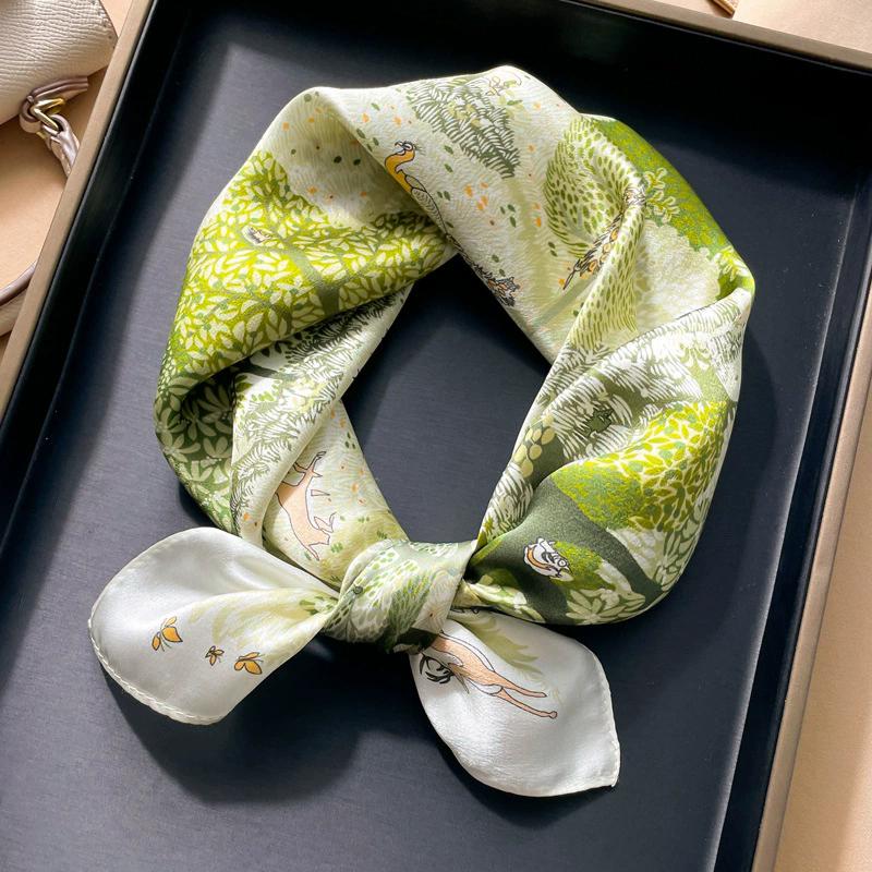 New 100% Natural Real Silk Scarf Women Bandana Square Scarves Wrap Kerchief Mulberry Fashion Luxury High Quality Hijab For Lady