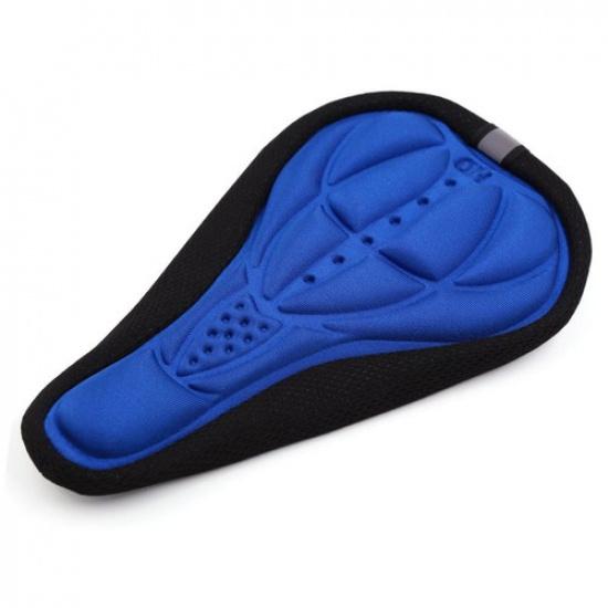 Bike Bicycle Soft Comfort Silicone Padded Saddle Seat Cover Cushion Pad Blue