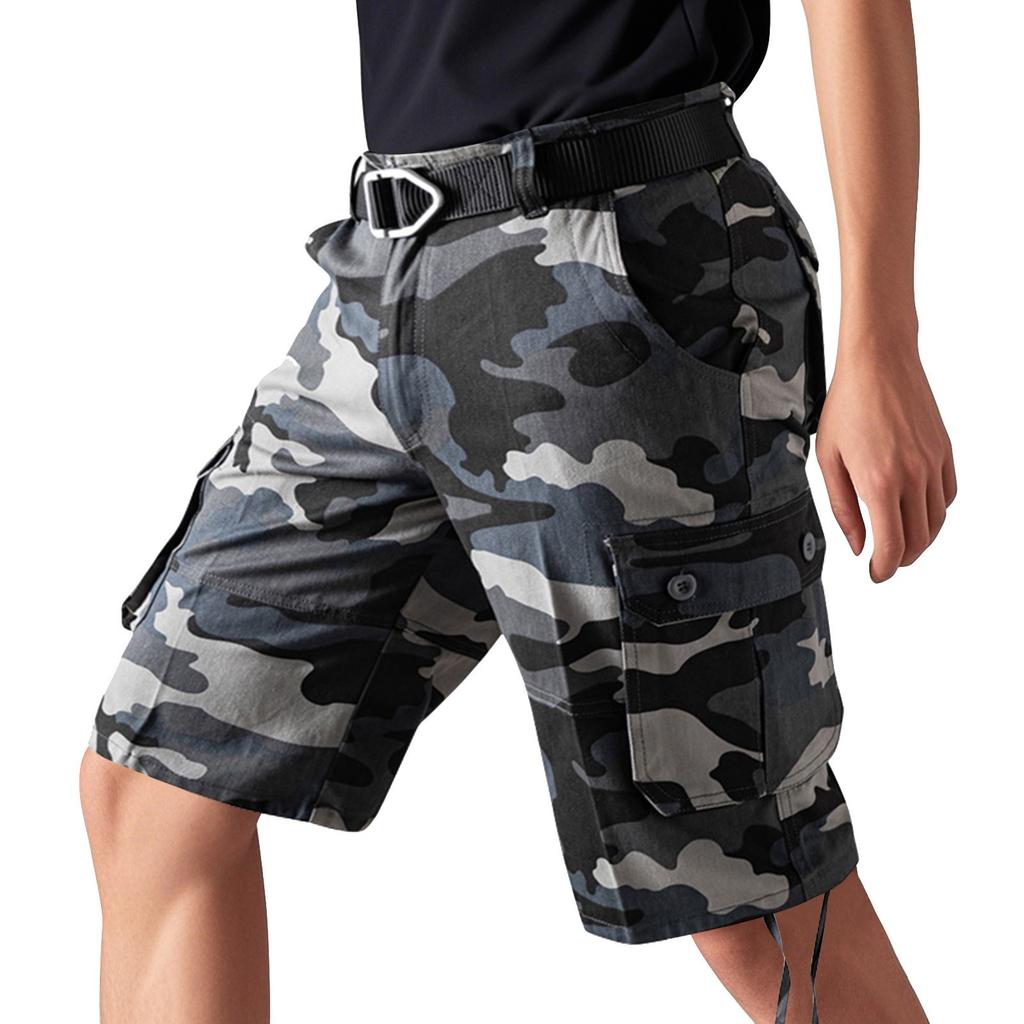 Мужские летние рабочие шорты, свободные повседневные брюки с пятью точками, мужские летние камуфляжные повседневные шорты-карго