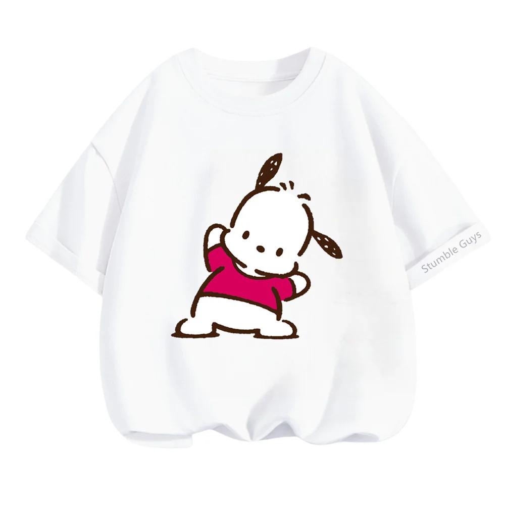 Детская повседневная футболка летняя Sanrio мультяшная с коротким рукавом одежда для мальчиков и девочек