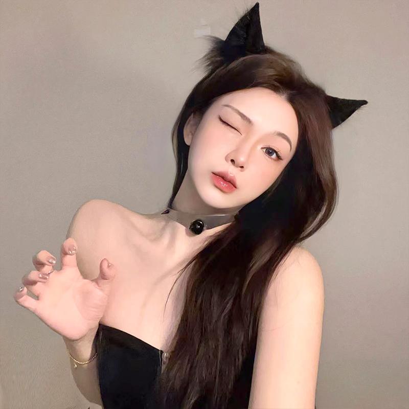 1 шт. Женская повязка на голову на Хэллоуин, милый костюм для косплея, забавная повязка на голову в стиле Лолиты с кошачьими ушками, аксессуары для волос для косплея для девочек