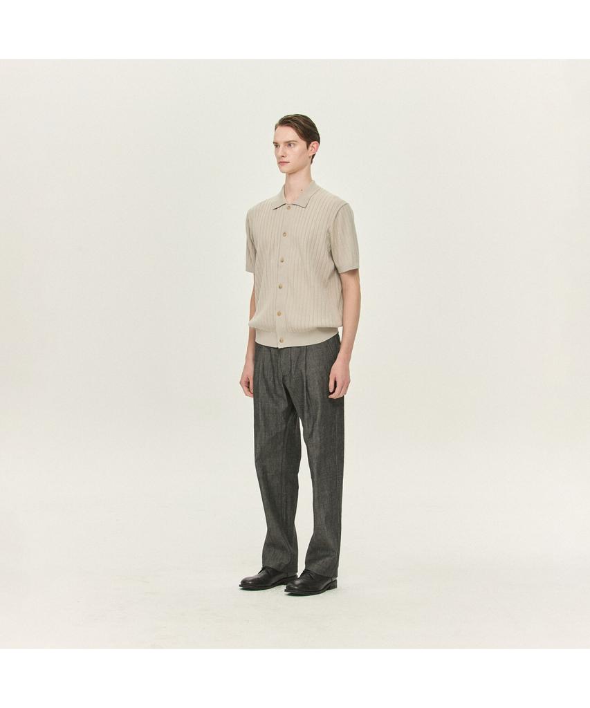 Kaembeulijimembeoseu [Movere X Roliat] Collaboration Collared Short Sleeve Full-Open Sweater Gray Mcwam26612Gyl