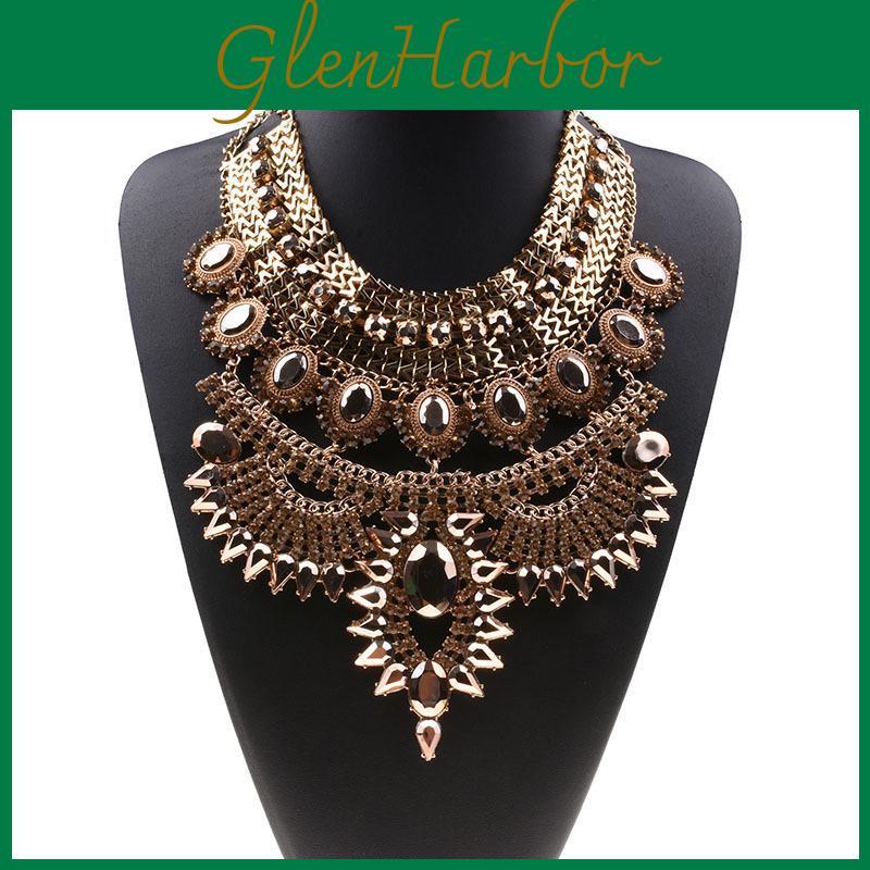 Alloy Diamondencrusted Necklace Fashion Exaggerated Short Necklace Crystal Necklace Jewelry