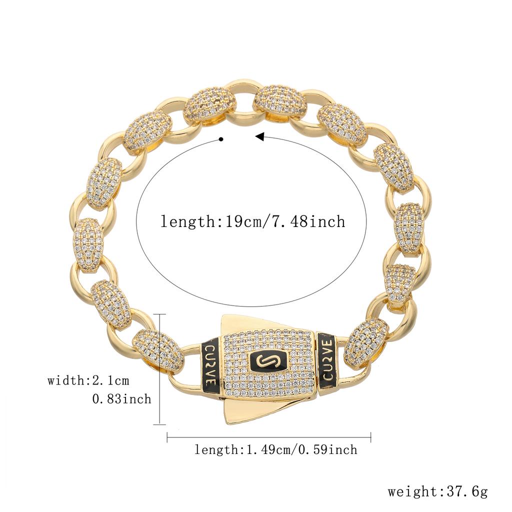 Позолоченная латунь 14K Якорная цепь Браслет Простые Хип-хоп украшения Унисекс Цепочка Браслет Для мужчин Женщин
