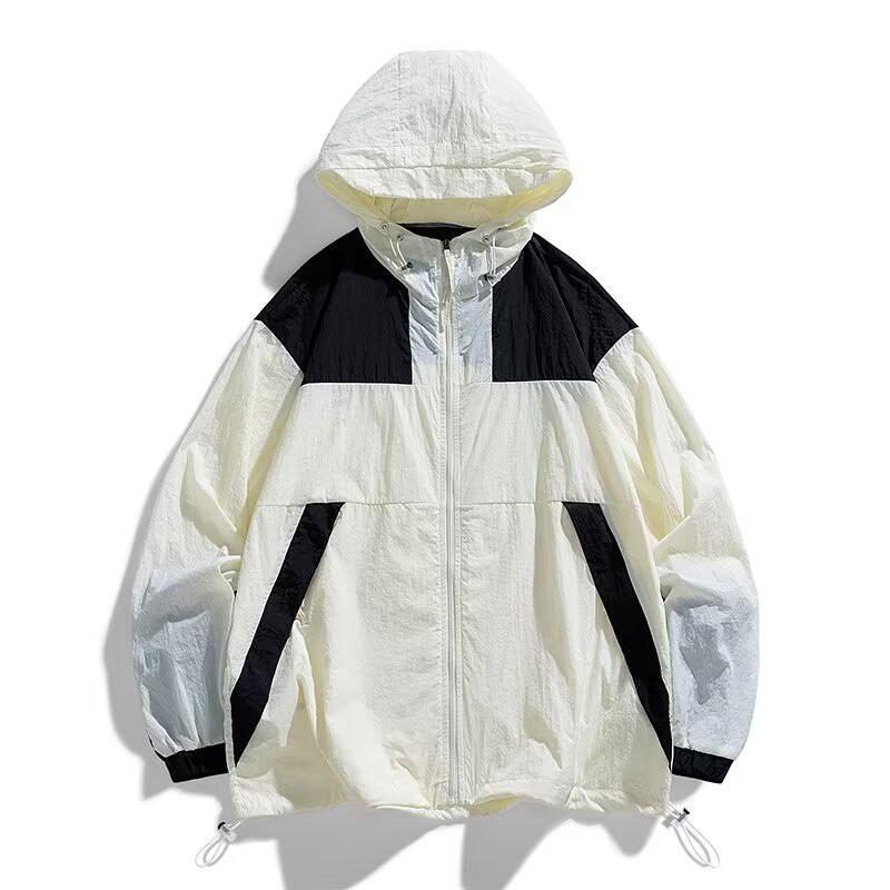 UPF50 Lightweight Colorblock Windbreaker Jacket Men Women Outdoor Hiking Camping Driving