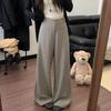 Высококачественные серые широкие брюки-костюм - Женские, весна 2026, драпирующиеся, свободные, до пола, повседневные брюки