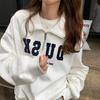 Women Long Sleeve V Neck Loose Pullovers Female Tops Solid Color Sweatshirts