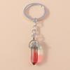 Ethnic Natural Hexagonal Colum Gemstone Sun Keychain Quartz Keyring Pendants for Car Key Handbag Decor Charm Jewelry Accessories