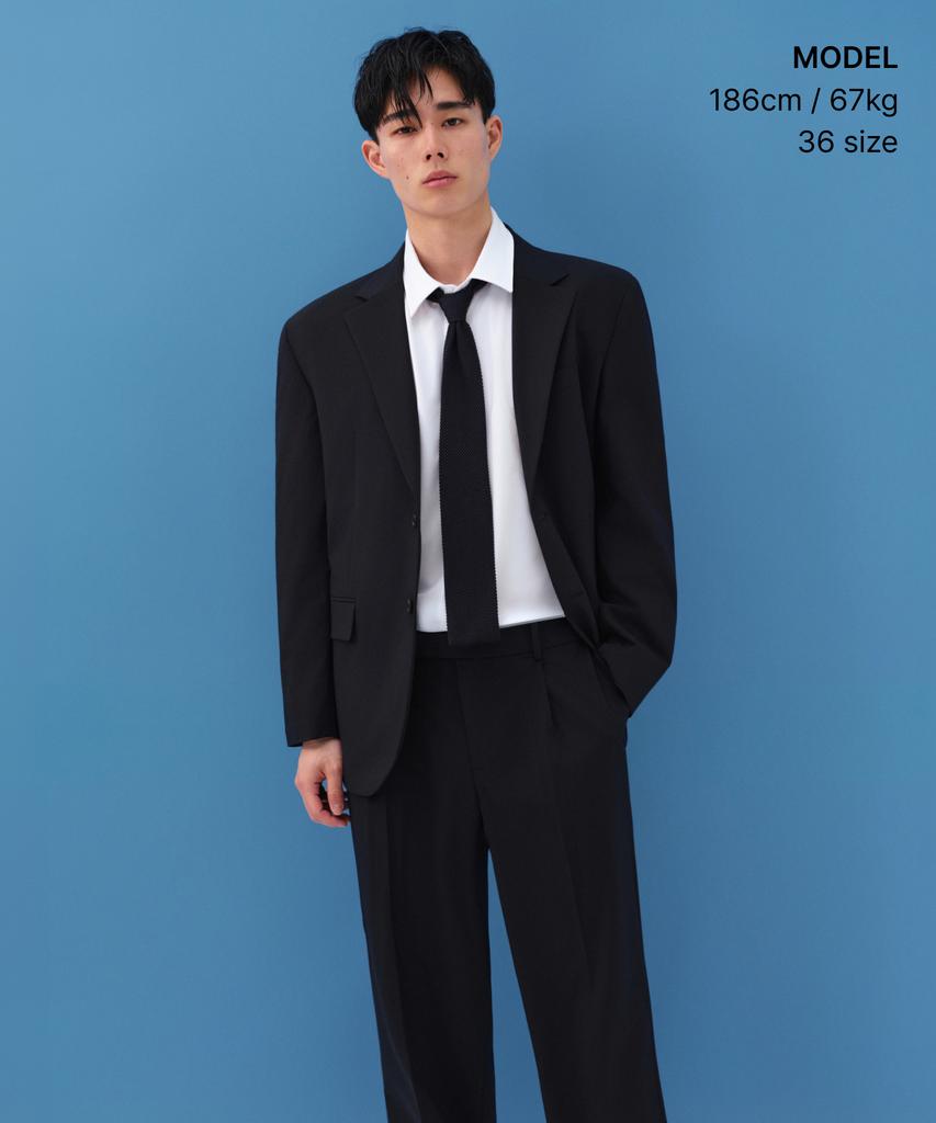 MUSINSA STANDARD [Cooltandard] Wide Hidden Banding Slacks [Navy]