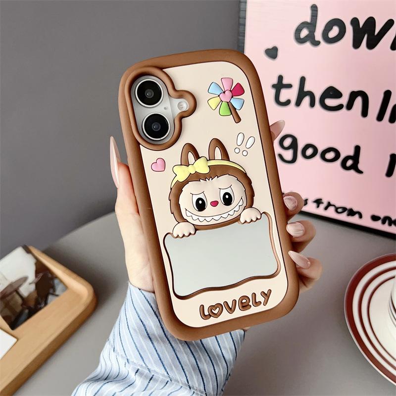 Мультяшное зеркало для iPhone 14/13, 12/11, Apple 16/15 PROMAX, чехол для мобильного телефона, противоударный